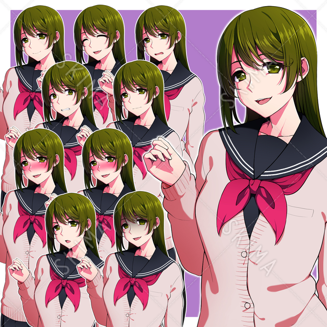 【立ち絵】おっとり女子高生【差分10種】