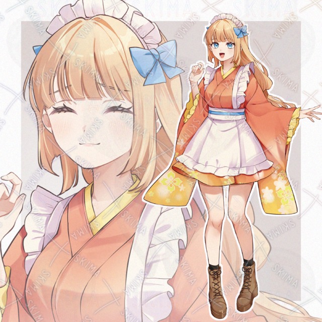 着物風メイド【立ち絵 表情5種類】