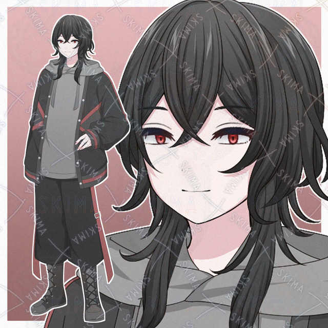 黒髪の私服の青年【表情差分10種】の商品画像