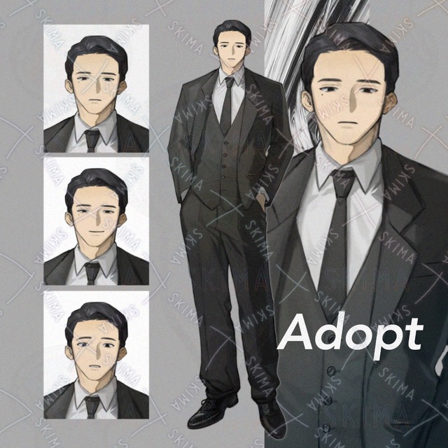 【表情3種】黒スーツのいかつめ男性の商品画像