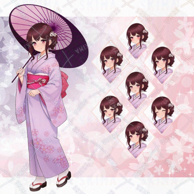 【立ち絵opt】和装少女｜表情7種＋傘ON/OFF差分あり（即使用可）の商品画像