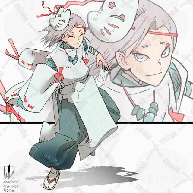 4 kinds of expression] Boy with fox mask [Japanese clothes]. 的商品圖片