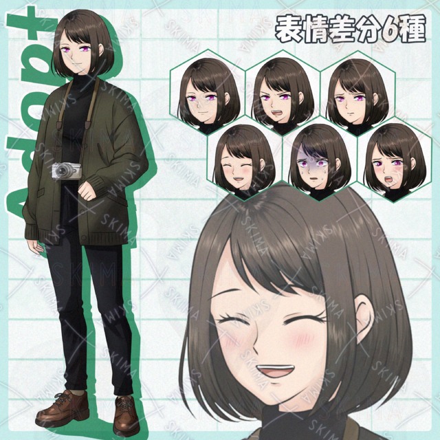 카메라를 든 여성【현대・학원・일상TRPG용/표정6종】사진 상품 이미지