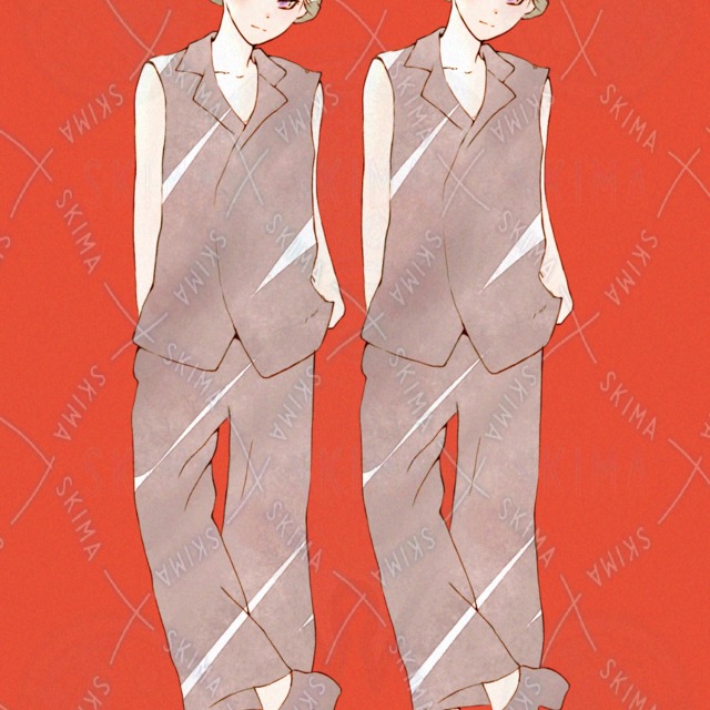 Image of cool woman with fashionable mode expression 2 types of facial expression difference