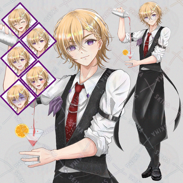 표정 5가지] & 안경 ON/OFF 가능 칵테일을 따르는 바텐더 군 상품 이미지