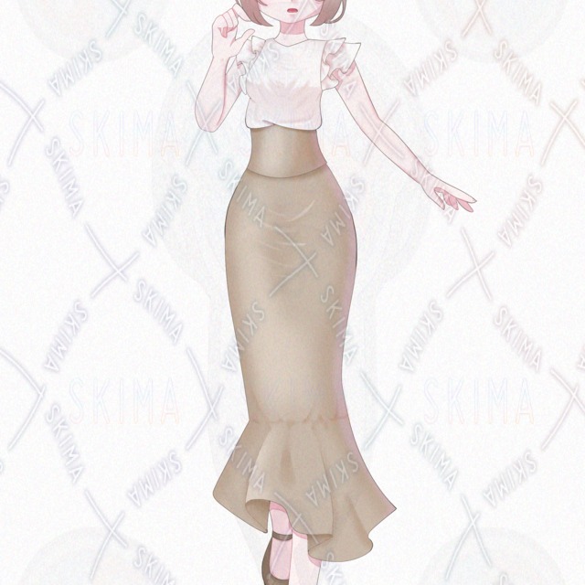 Image 6 of Standing pose / 5 different expressions] Feminine Woman