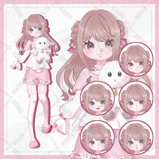 【立ち絵/表情5種】羊イメージ部屋着の女の子の商品画像