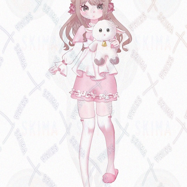 Image 4 of Standing posture / 5 kinds of expressions] Girl in loungewear with sheep image