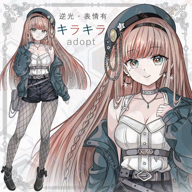 Backlight & 6 kinds of facial expressions] A girl in a stylish coord of glitter chain [Transparent PNG]. 的商品圖片