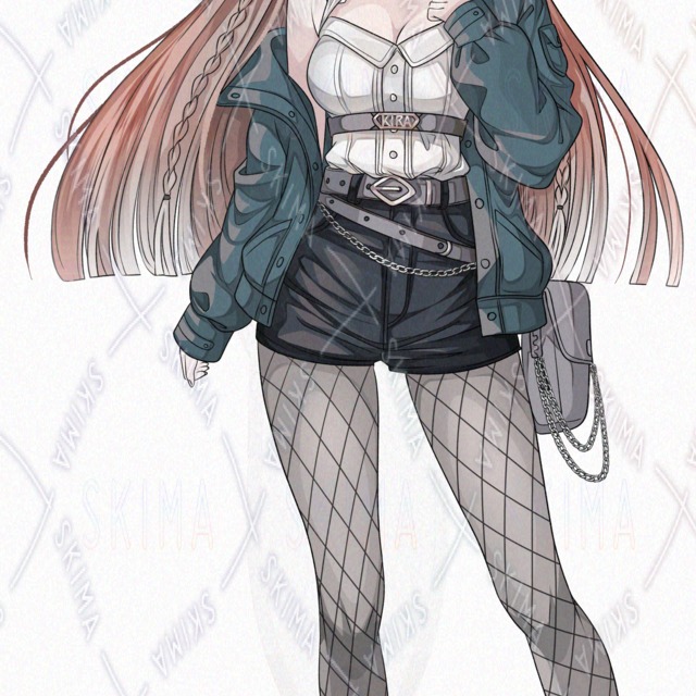 Backlight & 6 kinds of facial expressions] A girl in a stylish coord of glitter chain [Transparent PNG]. 的商品圖片第 7 張