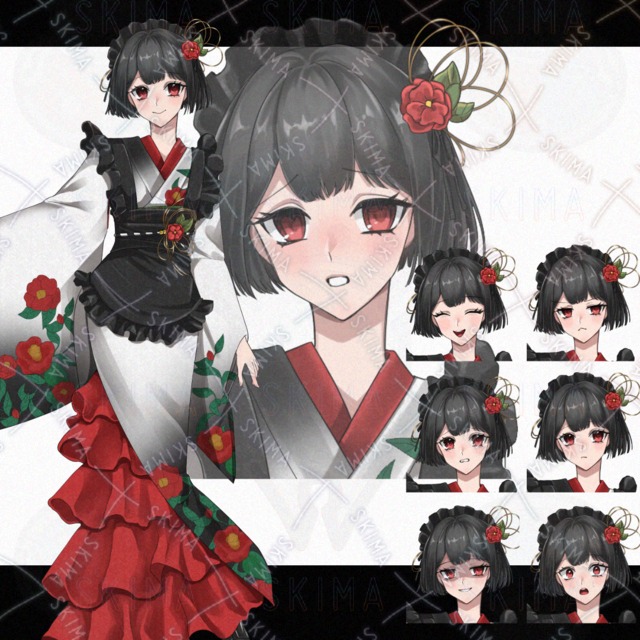 8 different expressions] Standing picture of a girl in kimono 的商品圖片