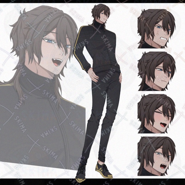 Image of 6 different facial expressions] Jersey male standing picture