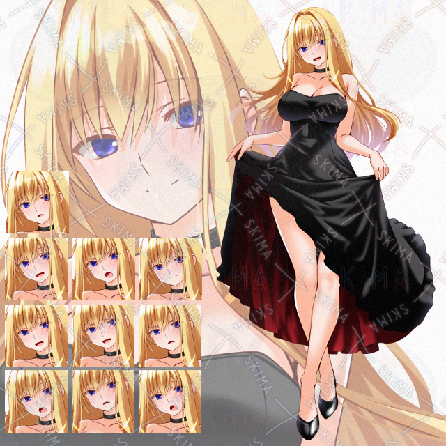 【表情10種】黒ドレス女性