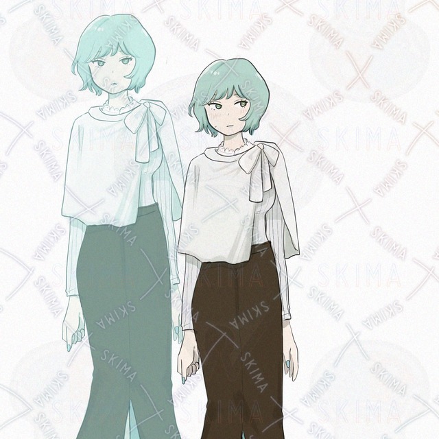 Woman with light green hair, standing 的商品圖片