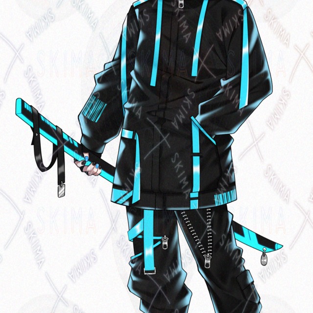 【立ち絵】+ミニｷｬﾗ/ｻｲﾊﾞｰ風/青×銀髪【表情8種】の商品画像7枚目