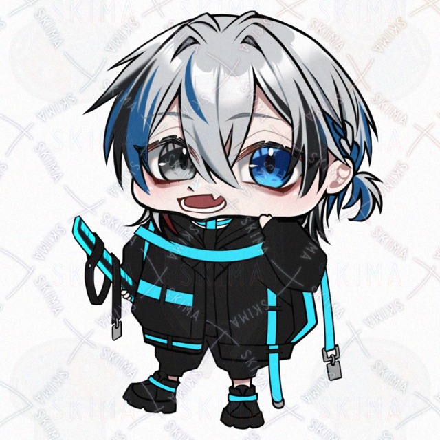 【立ち絵】+ミニｷｬﾗ/ｻｲﾊﾞｰ風/青×銀髪【表情8種】の商品画像11枚目