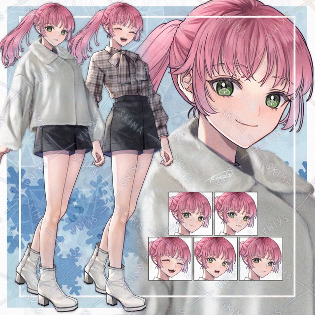 【adopt】ピンク髪＋ポニーテール