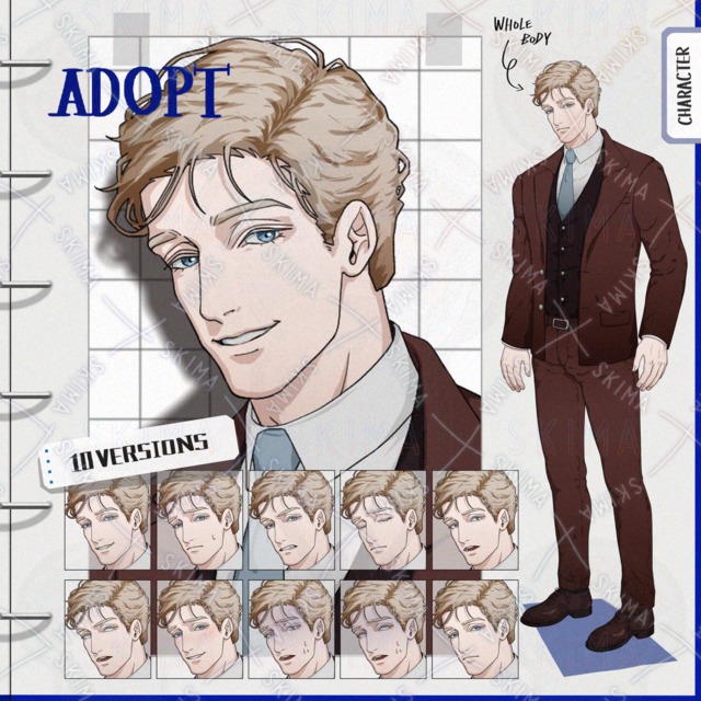 10가지 표정】브라운 수트를 입은 남자 상품 이미지