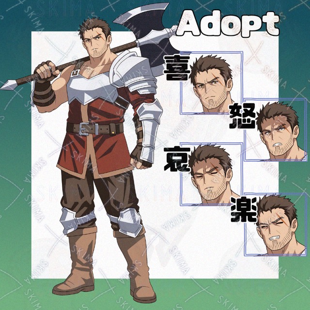 Adopt011_大斧を持ったオッサンの戦士/ファンタジー/RPG