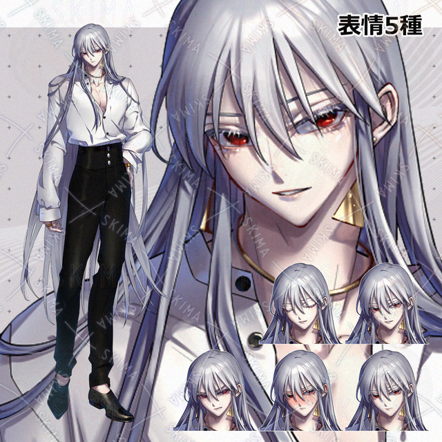 Silver-haired young man in white shirt [5 expressions]. 的商品圖片