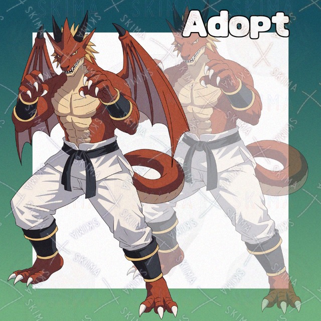 Adopt012_直立するドラゴンの格闘家/ファンタジー/RPG