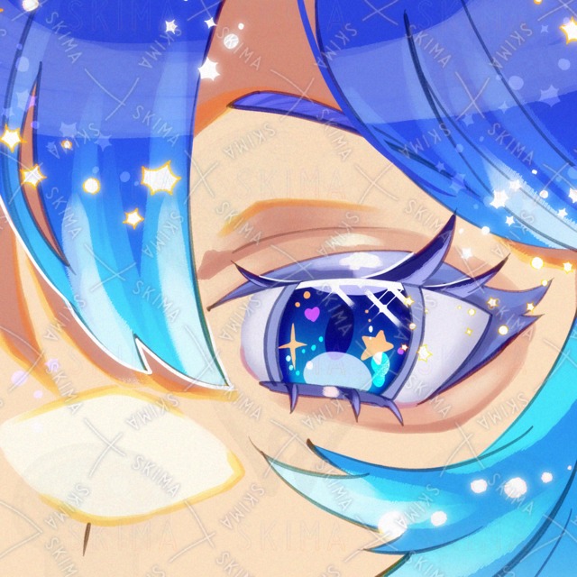 目元イラスト　キラキラ　星　青の商品画像