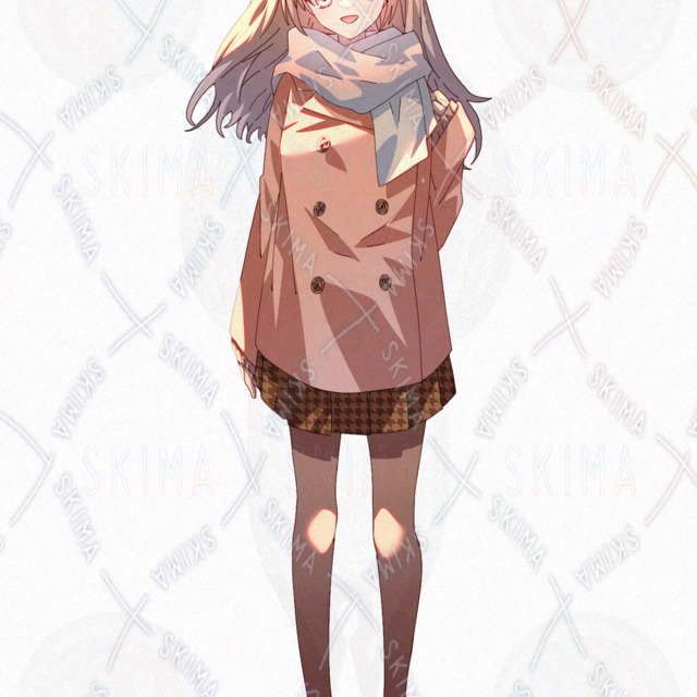 Image 2 of Coat student gentle long hair girl modern uniform pink blonde scarf