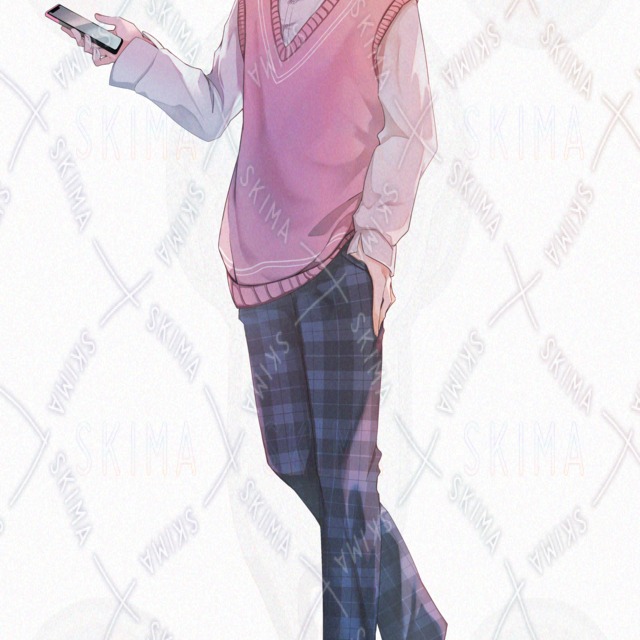 【SD付き】桜色髪の学生【表情差分8種＋カバン差分】の商品画像2枚目