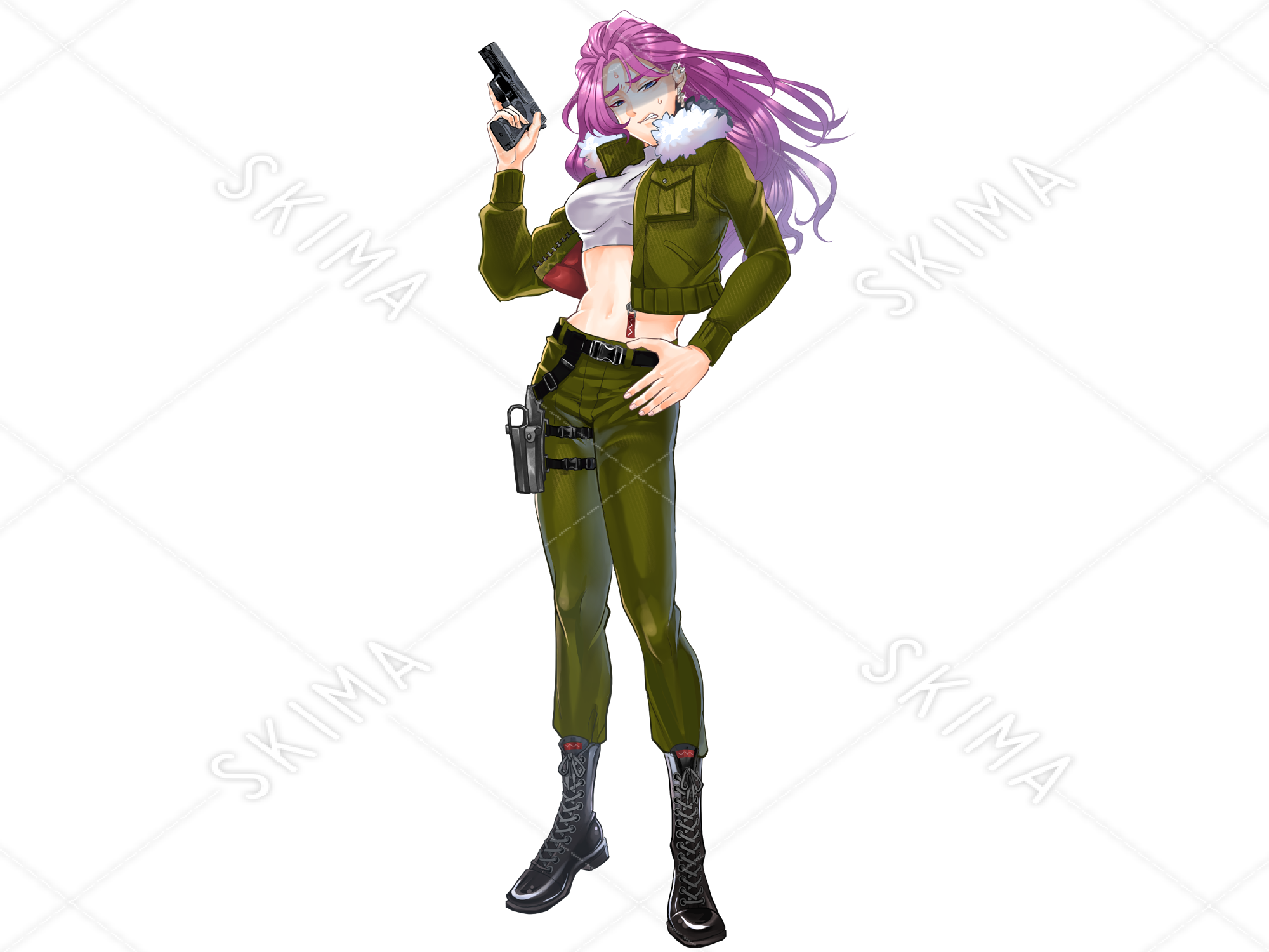 銃を持った女の子 ハンドガン 拳銃 ミリタリー 軍人 女性 スキマ スキルのオーダーメイドマーケット Skima