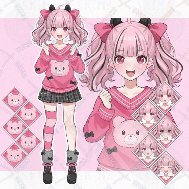 ピンクくまちゃんガール【表情差分5種付き】の商品画像