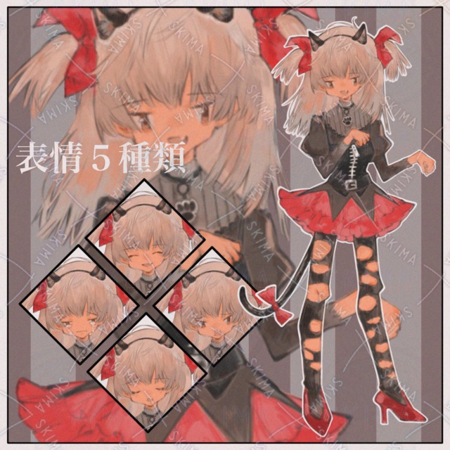 고양이 귀/빨강/검정/소녀 상품 이미지