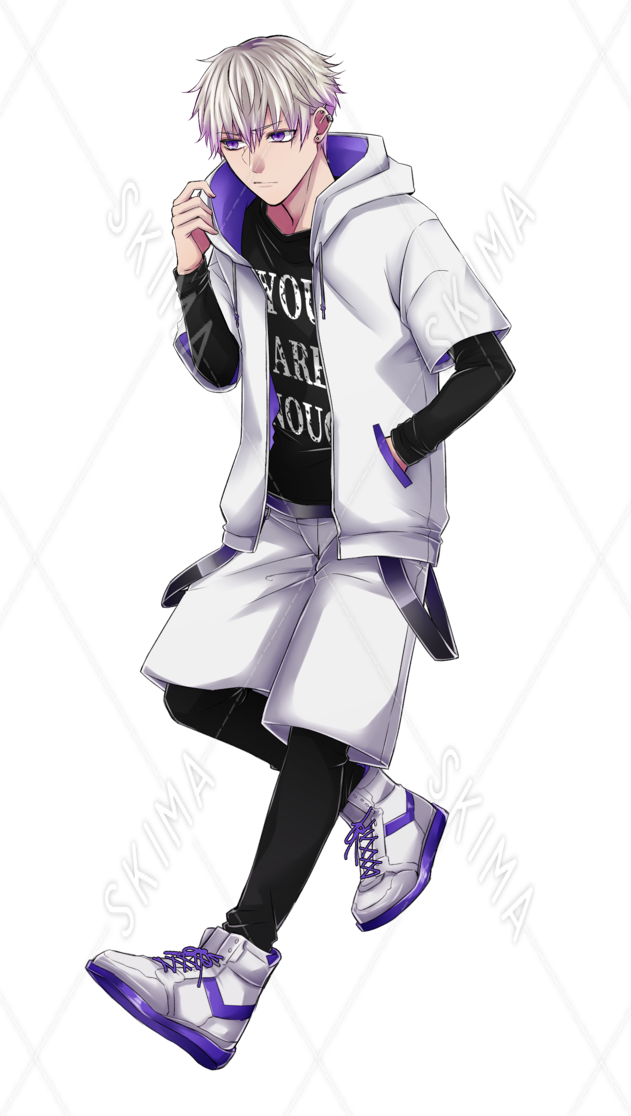 表情７種類 ２パターン 白いフードの男の子の立ち絵 スキマ スキルのオーダーメイドマーケット Skima