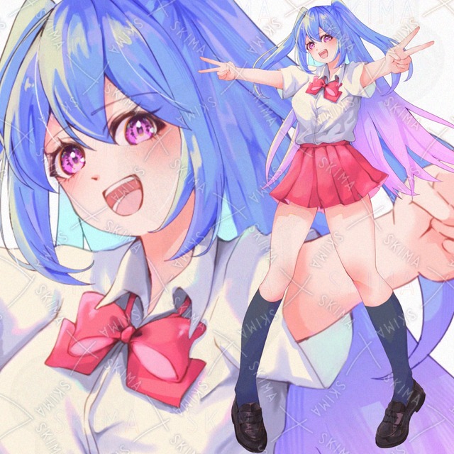 【差分なし】ピースする女子学生の商品画像