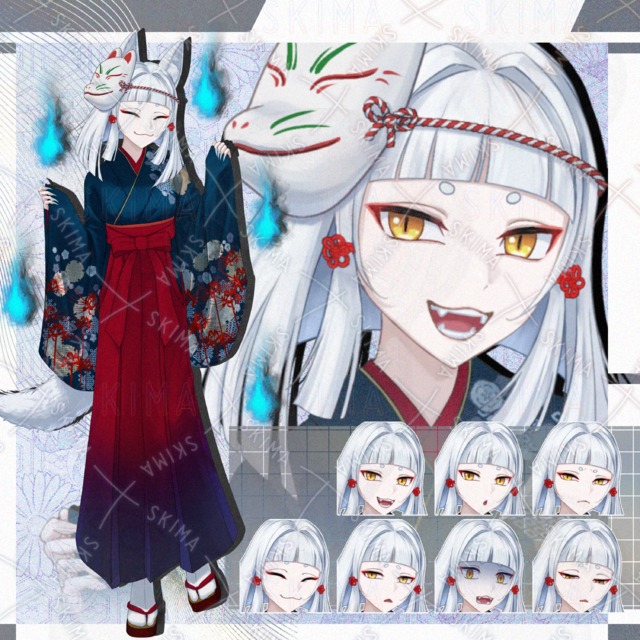 【表情7＋小物3】化け狐の女の子【耳外せます】