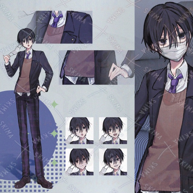 Image of Male student with shadow [4 different expressions + extra].