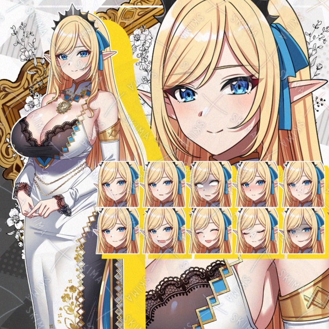 【表情10種】凛としたお淑やかなエルフのお姉さん