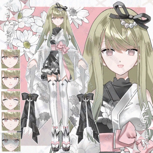 リボンと和服の女の子(表情5種)の商品画像