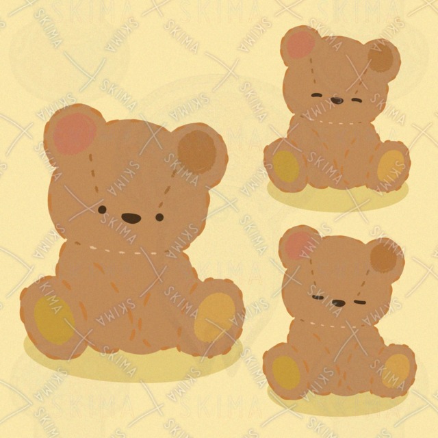 Image of Plush toy bear (3 types of expressions)