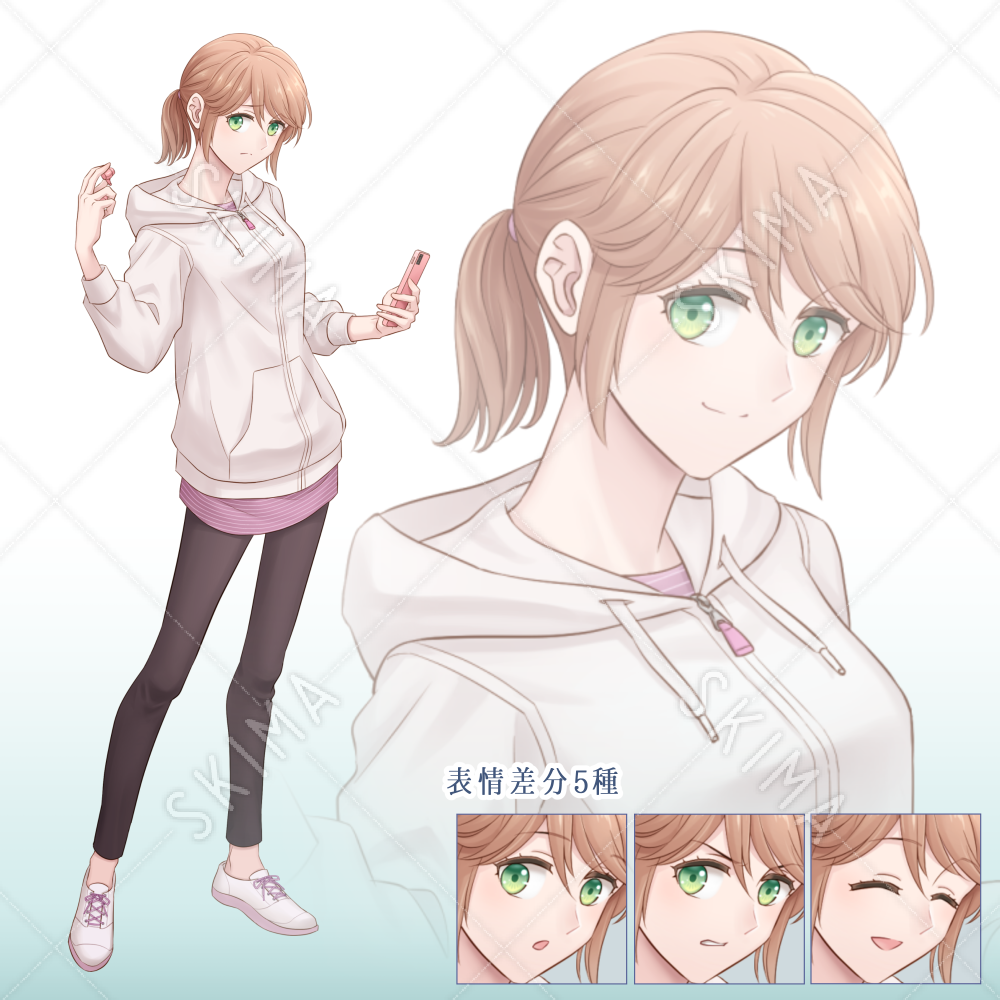 スマホを持ったパーカーの女の子 スキマ スキルのオーダーメイドマーケット Skima