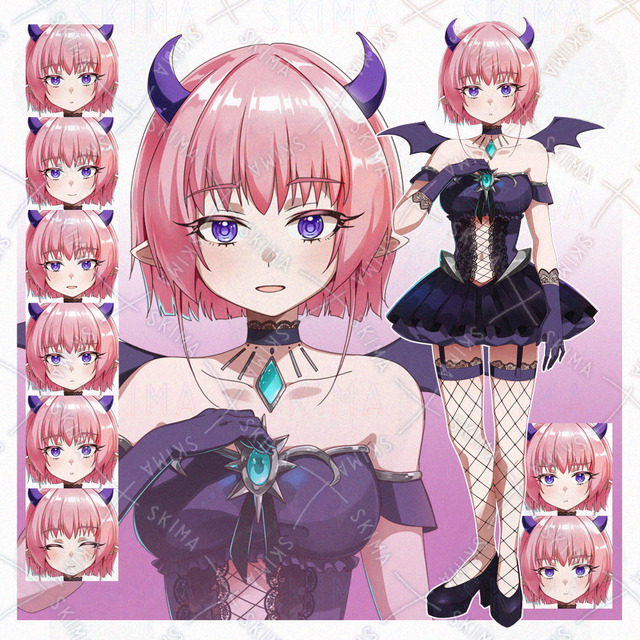 코아쿠마 차림의 여자아이【표정 8종 상품 이미지