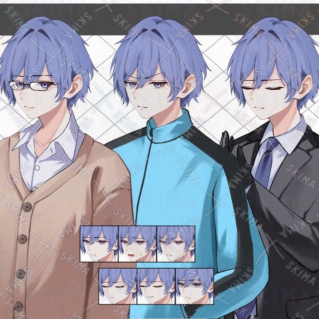 男性【衣装差分3種+表情差分6種+眼鏡】