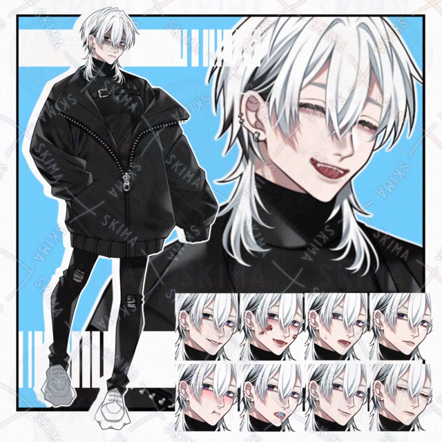 【立ち絵】白髪/男の子【表情10種】