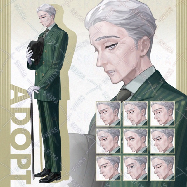 緑スーツの老紳士【表情９種】