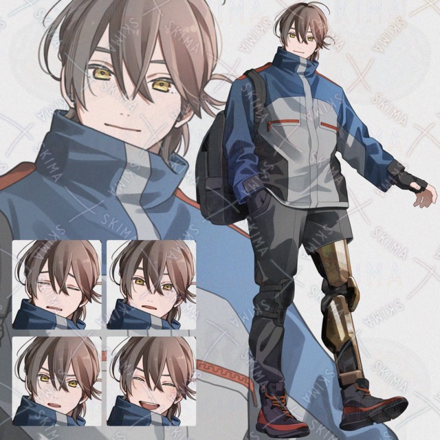 【表情10種】義足の男