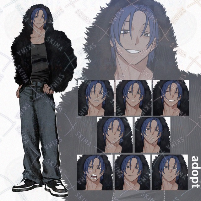 Standing] Blue-haired brown male (9 different expressions) 的商品圖片