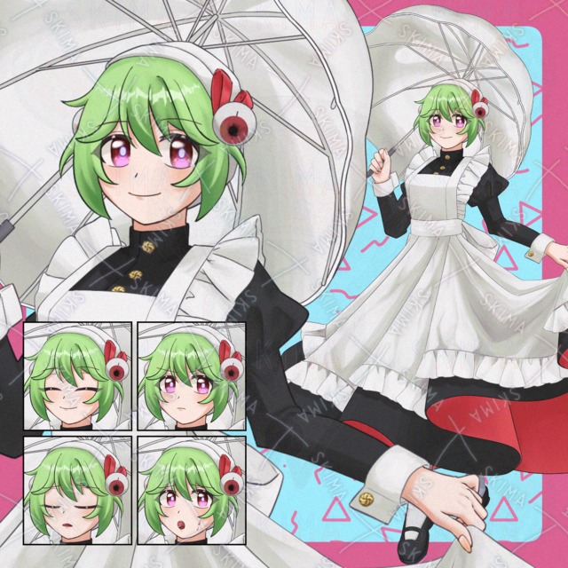 Green-haired maid (4 different expressions + 3 views) 的商品圖片