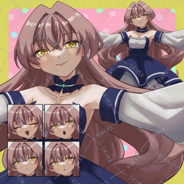 【表情差分4種＋三面図】青いドレスの少女の商品画像