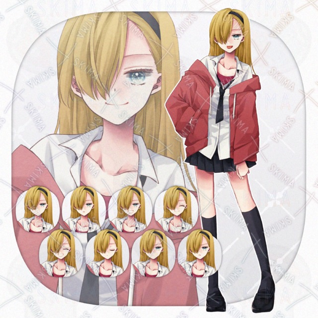 【表情10種】金髪パーカーの女の子の商品画像