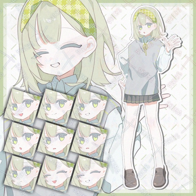 adopt】소녀 캐릭터 입상 그림【표정 차이 9종 상품 이미지