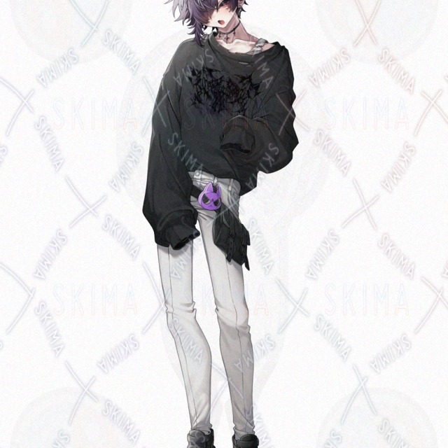 【表情差分5種】男性立ち絵(紫、サブカル系、つり目)の商品画像4枚目